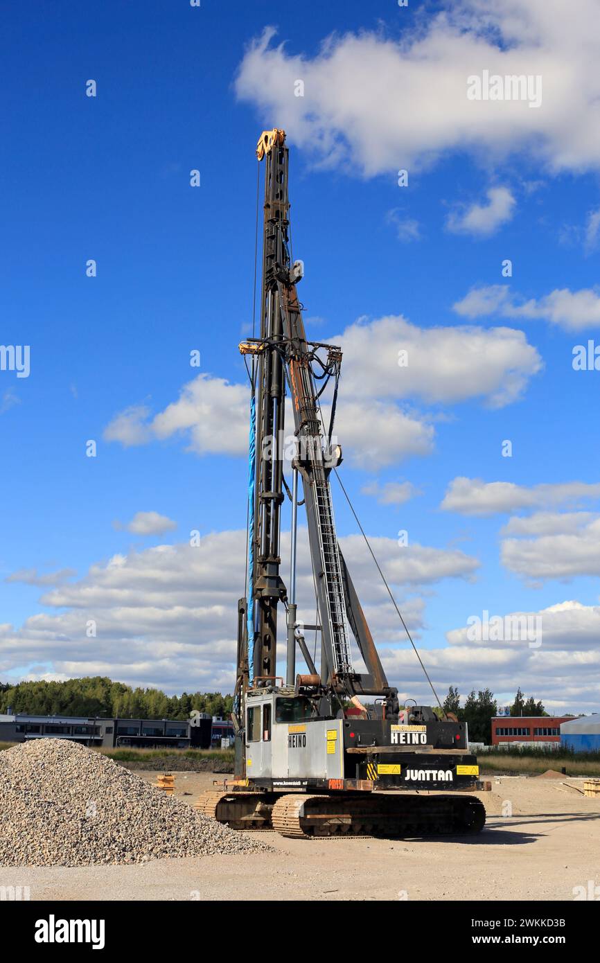 Junttan PM23J pile driving rig at construction site. Salo, Finland. September 10, 2022. Stock Photo