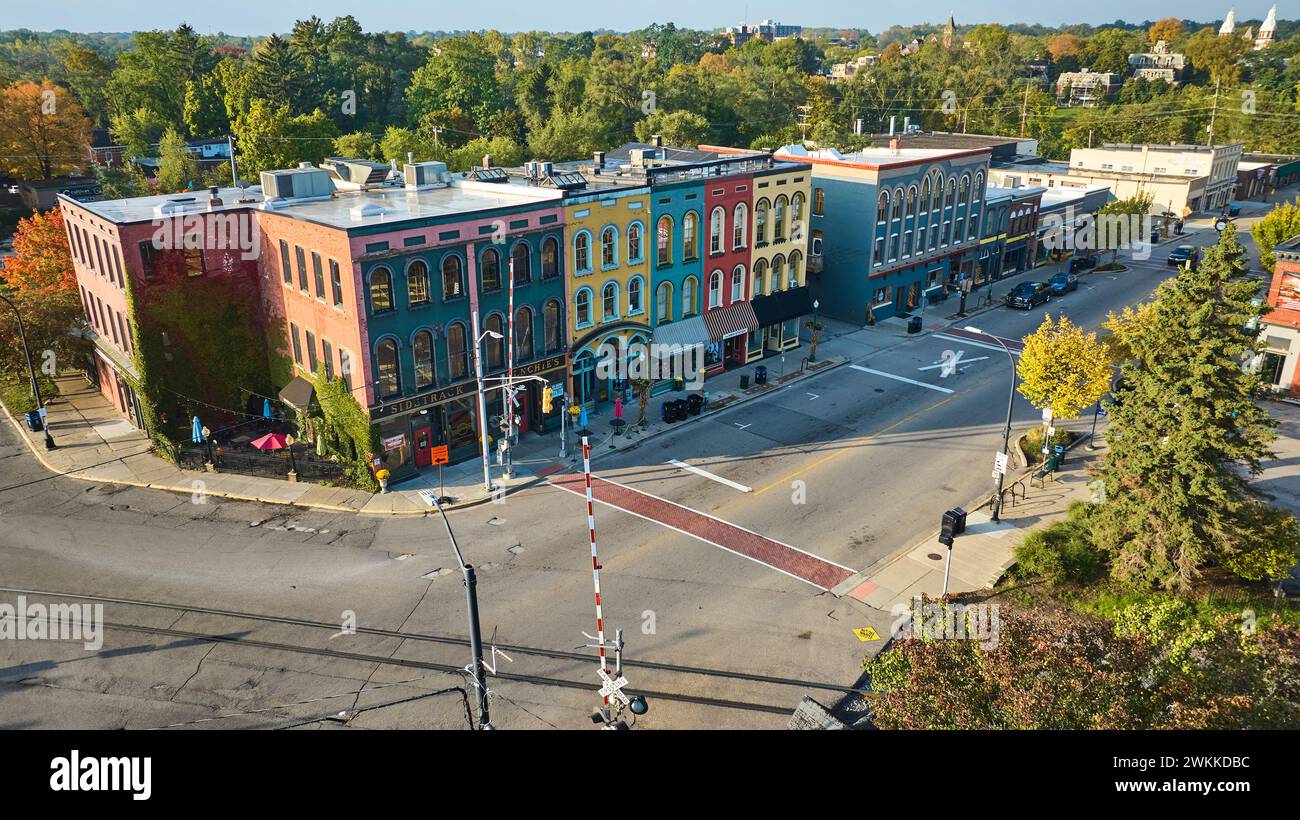 Aerial View of Colorful Historic Downtown Ypsilanti Stock Photo Alamy