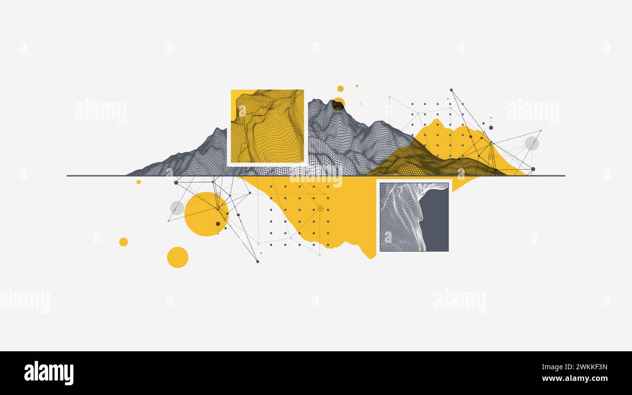 Abstract wireframe background. Modern science or technology art elements. Surface illustration. Vector. Stock Vector