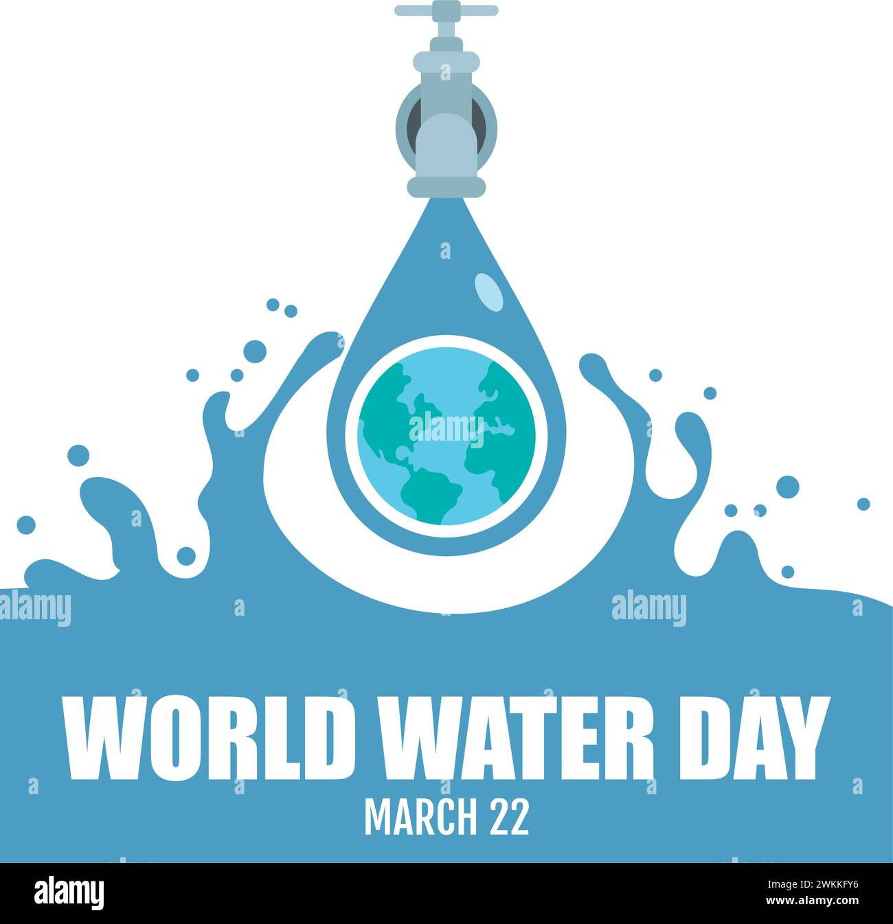Faucet with water drop and a planet earth World water day Vector Stock ...