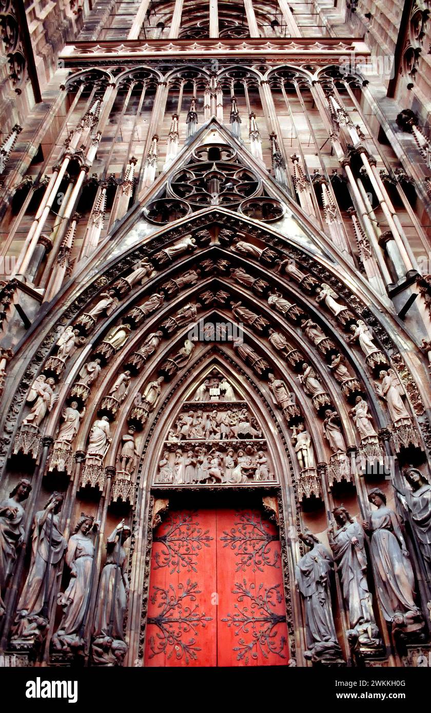 West portal, Strasbourg Cathedral, Strasbourg, Alsace, France Stock Photo