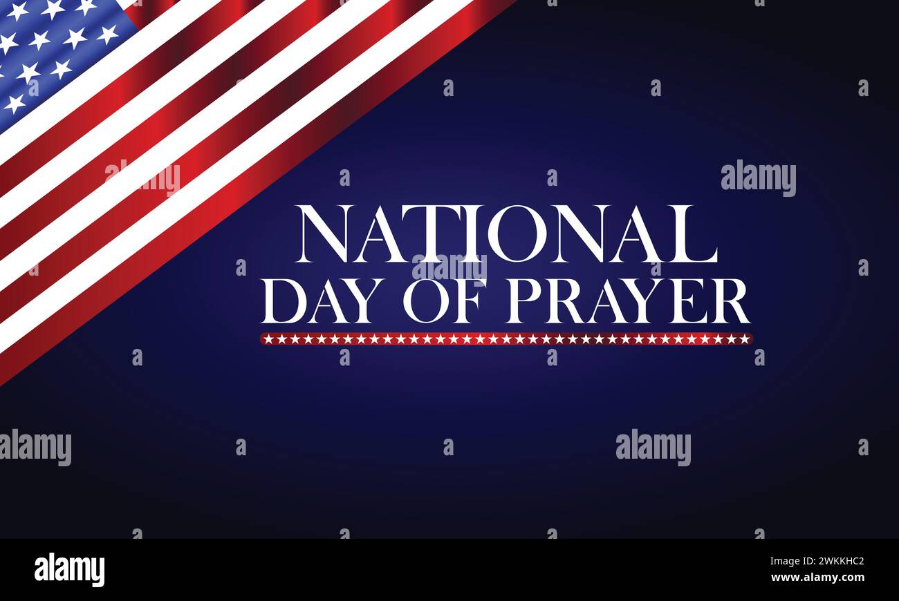 National Day Of Prayer Stylish Text With usa flag background design