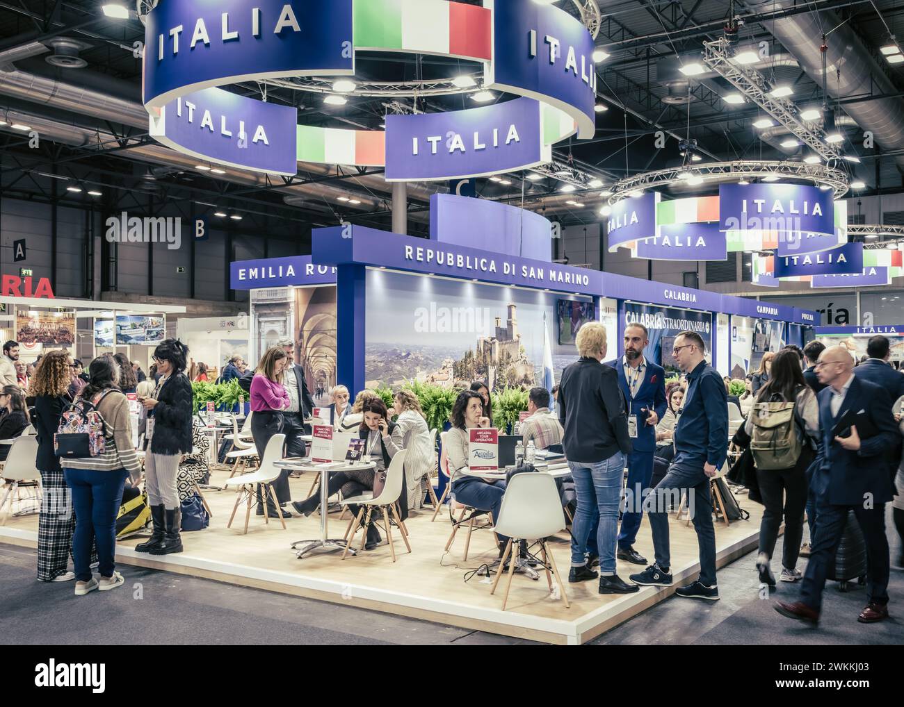 Madrid, Spain, January 25th 2024: Networking and exploration Italia's stand at the FITUR Trade Fair Stock Photo