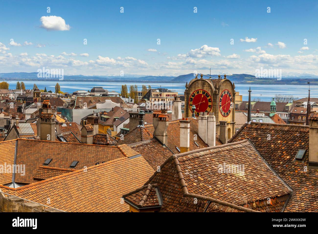 Elevated view. Neuchâtel, the Frenchspeaking capital of the Swiss