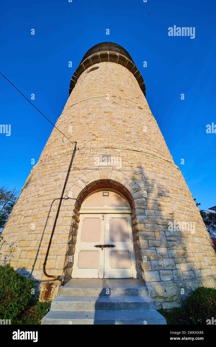 Ypsilanti Water Tower at Sunrise, Low Angle View Stock Photo