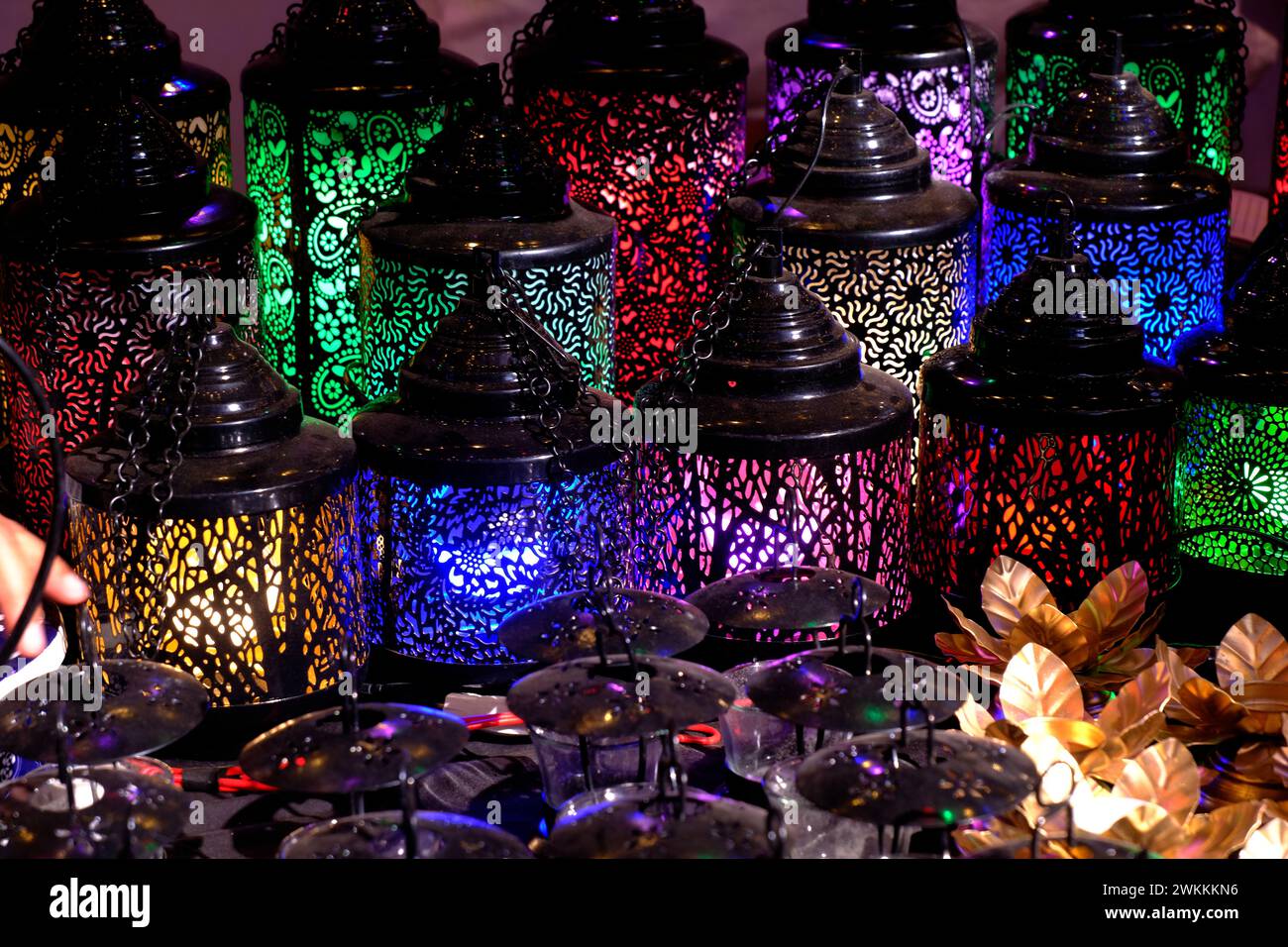 Different light are sell in light market in Pune for diwali decoration and diwali celebration, Pune, India. Stock Photo