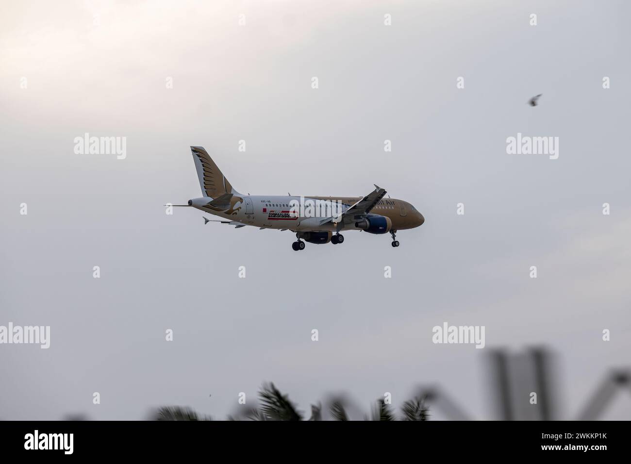 Gulf Air Airbus A320 Aircraft landing at the Bahrain International Airport Stock Photo