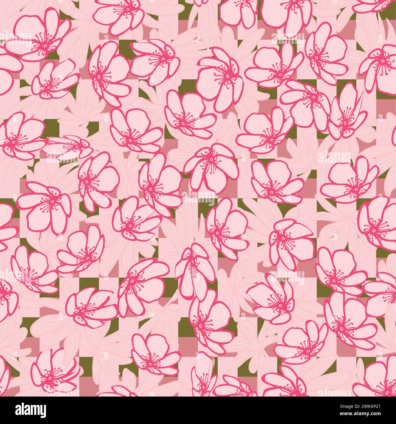 Floral seamless pattern with blossom flowers. Sketch flat drawing Stock ...