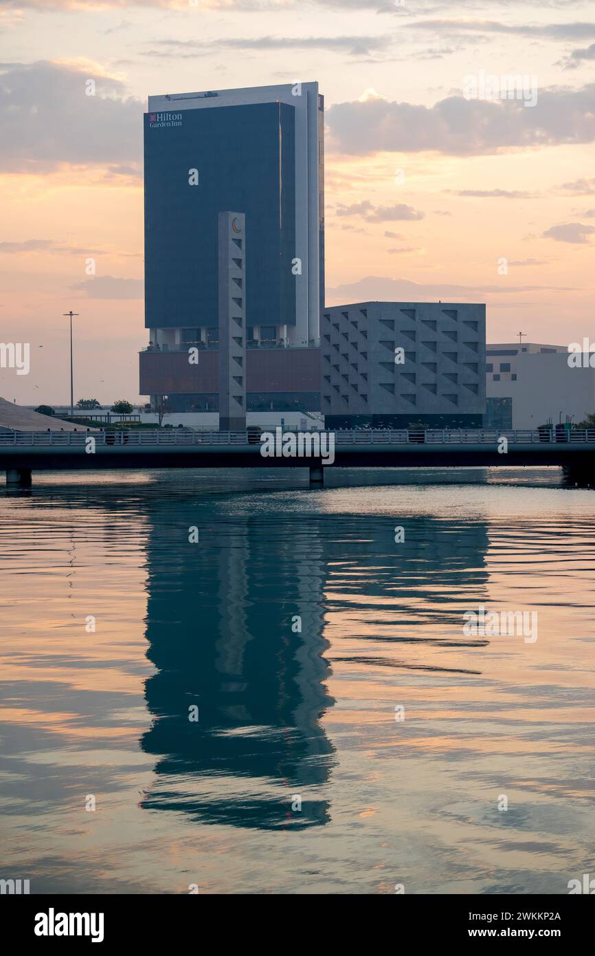 Beautiful sunset sunrise view from Arcapita building, Bahrain Bay, Bahrain Stock Photo