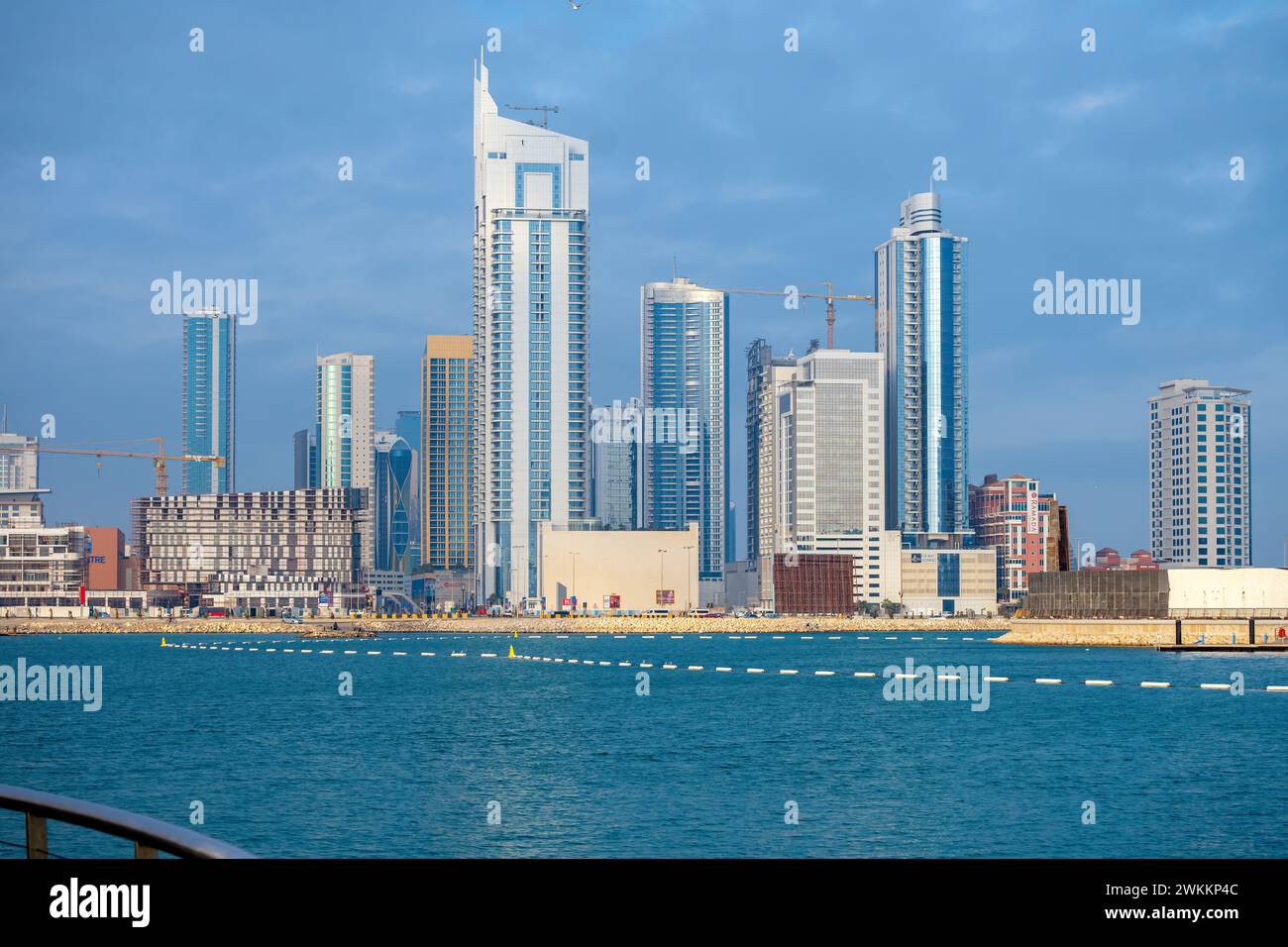 Bahrain Financial Harbor, Harbor Towers, Bahrain Skyline view sunset sunrise Stock Photo