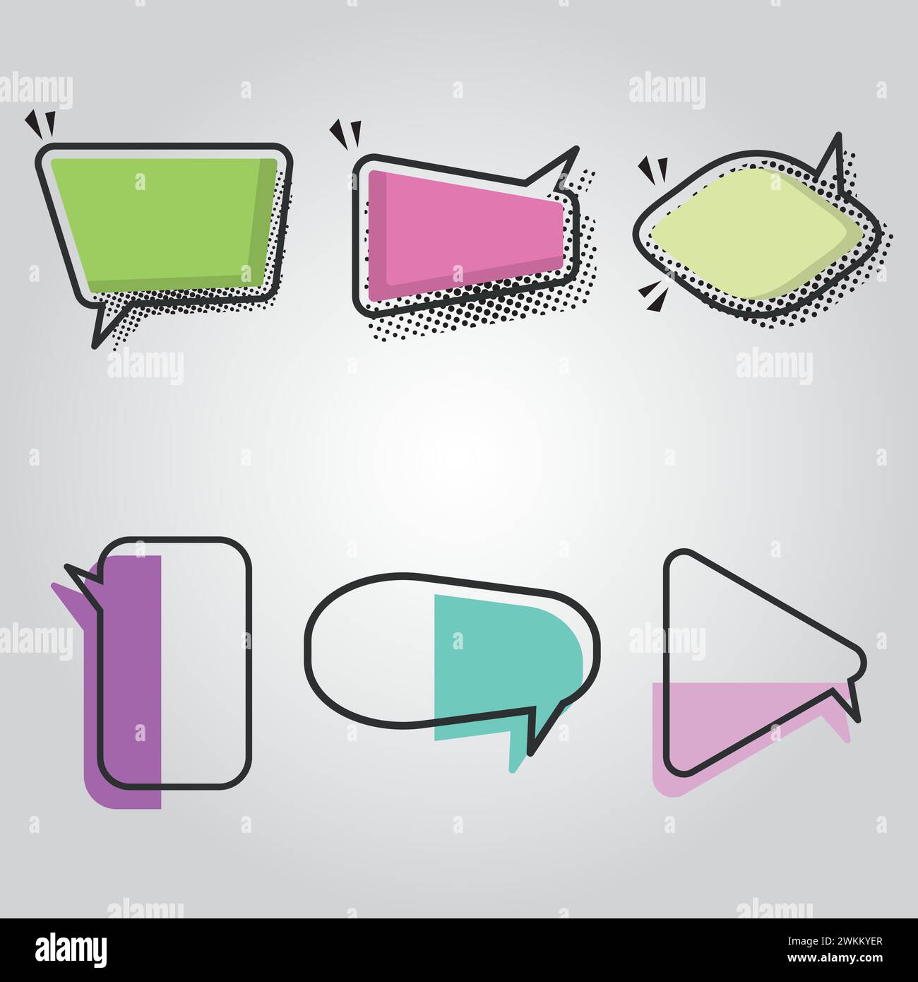 Set of empty colored comic speech bubble Vector Stock Vector Image ...