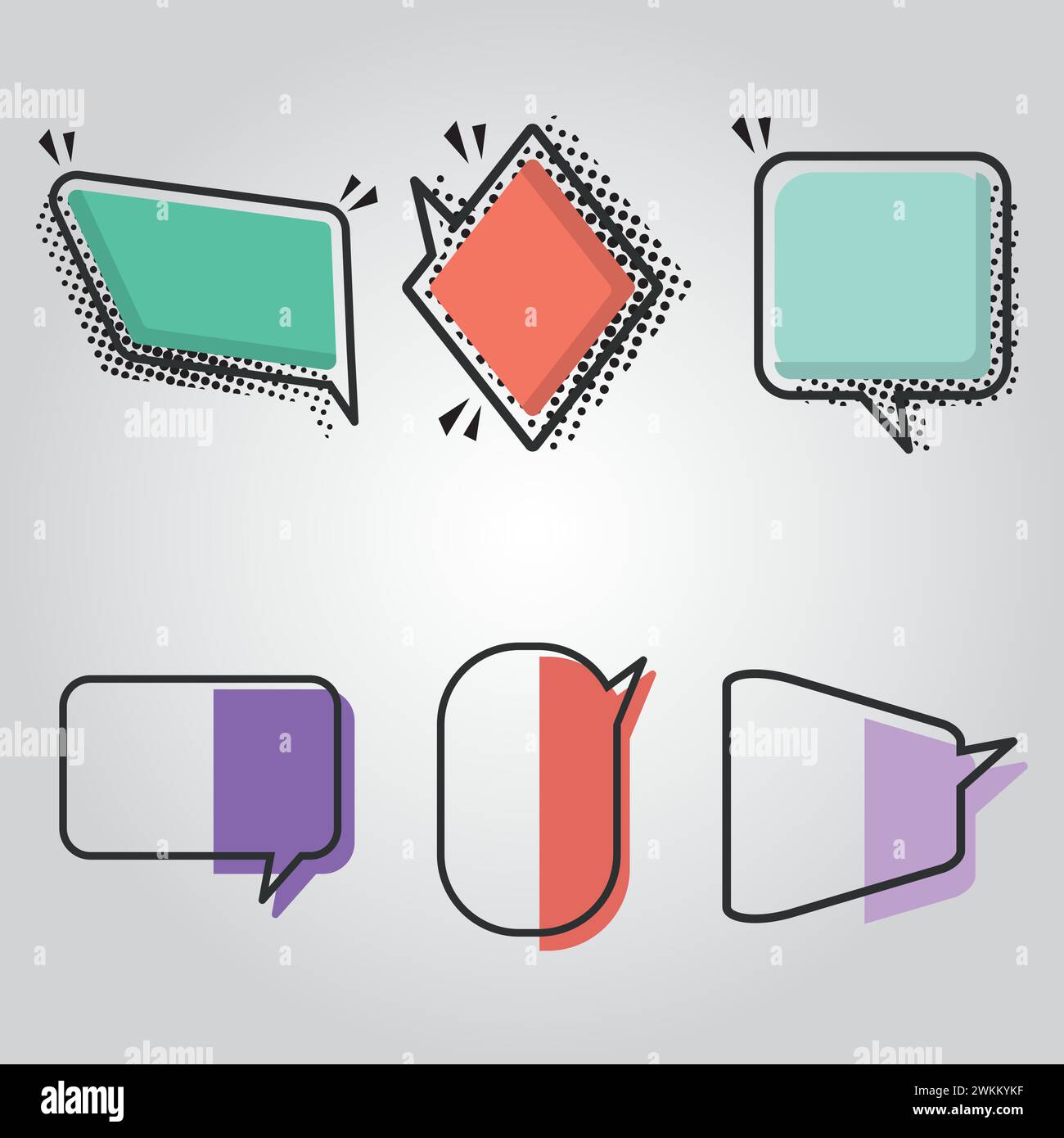 Set of empty colored comic speech bubble Vector Stock Vector Image ...