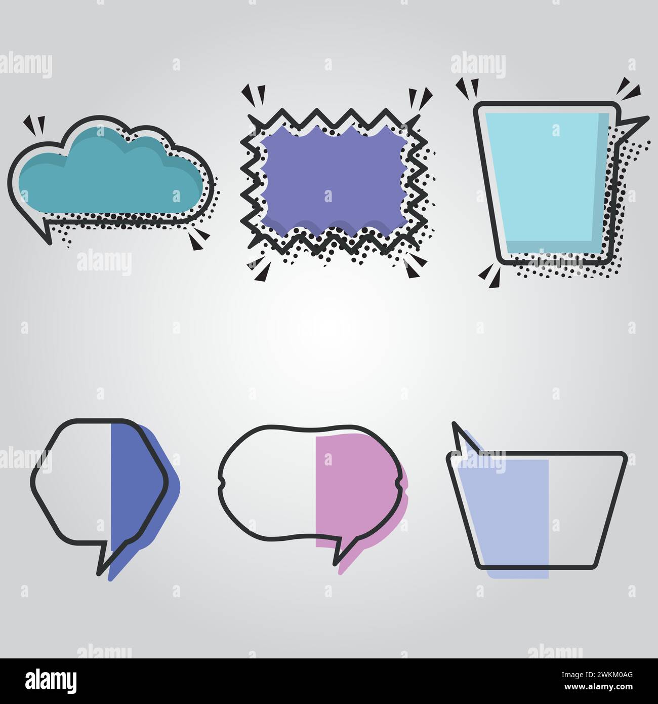 Set of empty colored comic speech bubble Vector Stock Vector Image ...