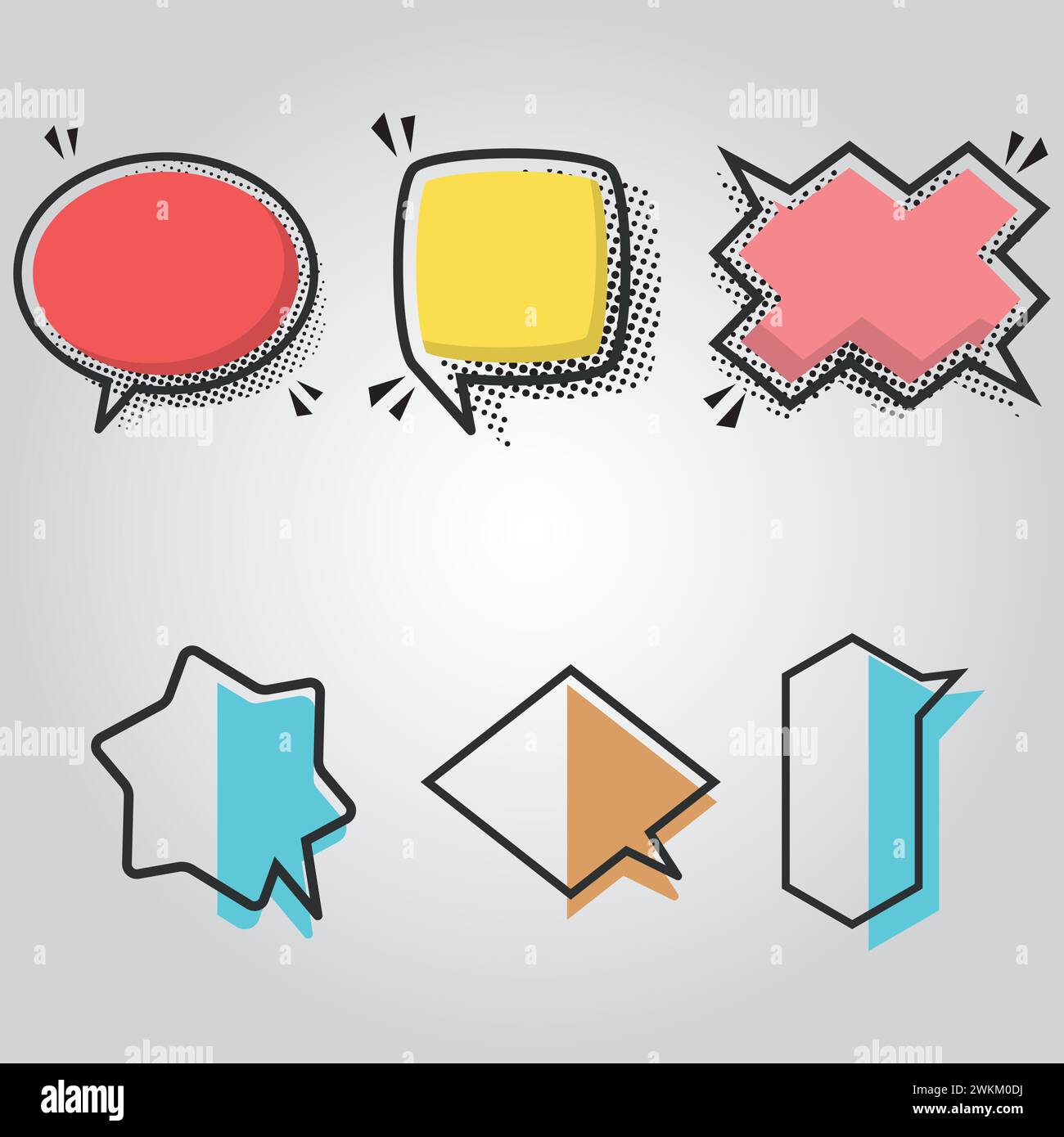 Set of empty colored comic speech bubble Vector Stock Vector Image ...