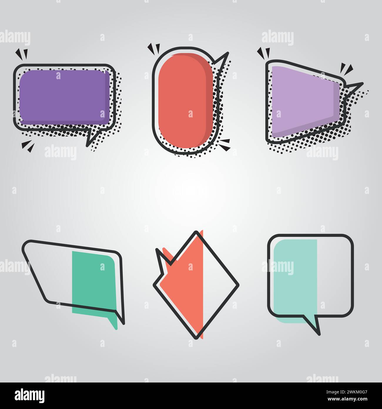 Set of empty colored comic speech bubble Vector Stock Vector Image ...