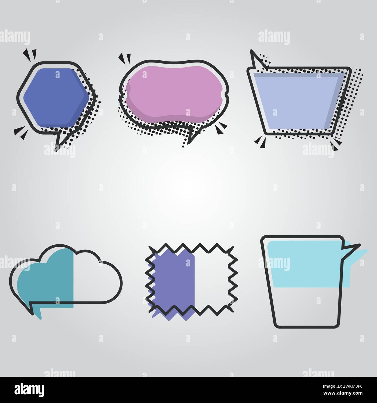Set of empty colored comic speech bubble Vector Stock Vector Image ...