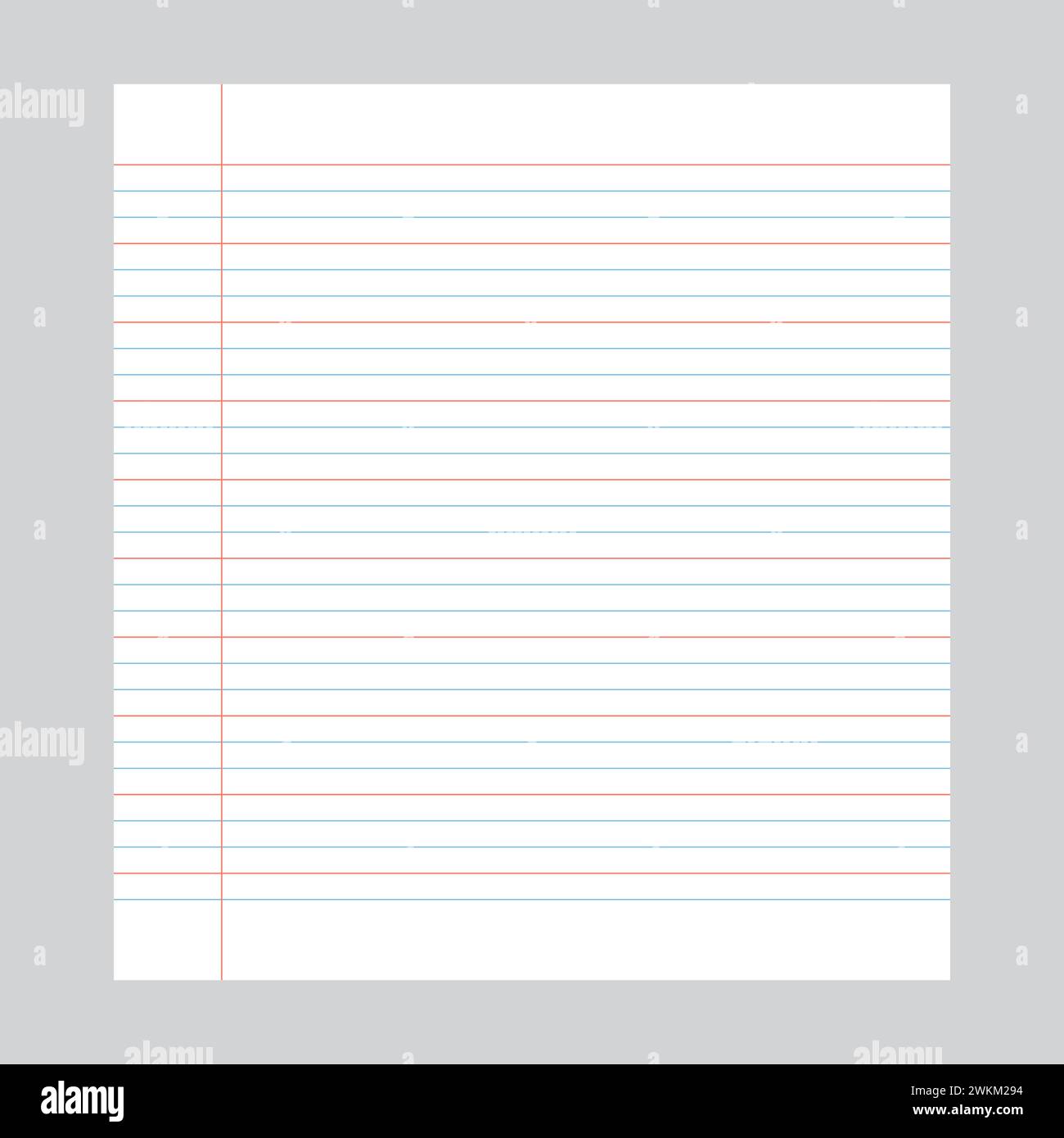 Blue And Red Lined Notebook Page Stock Vector