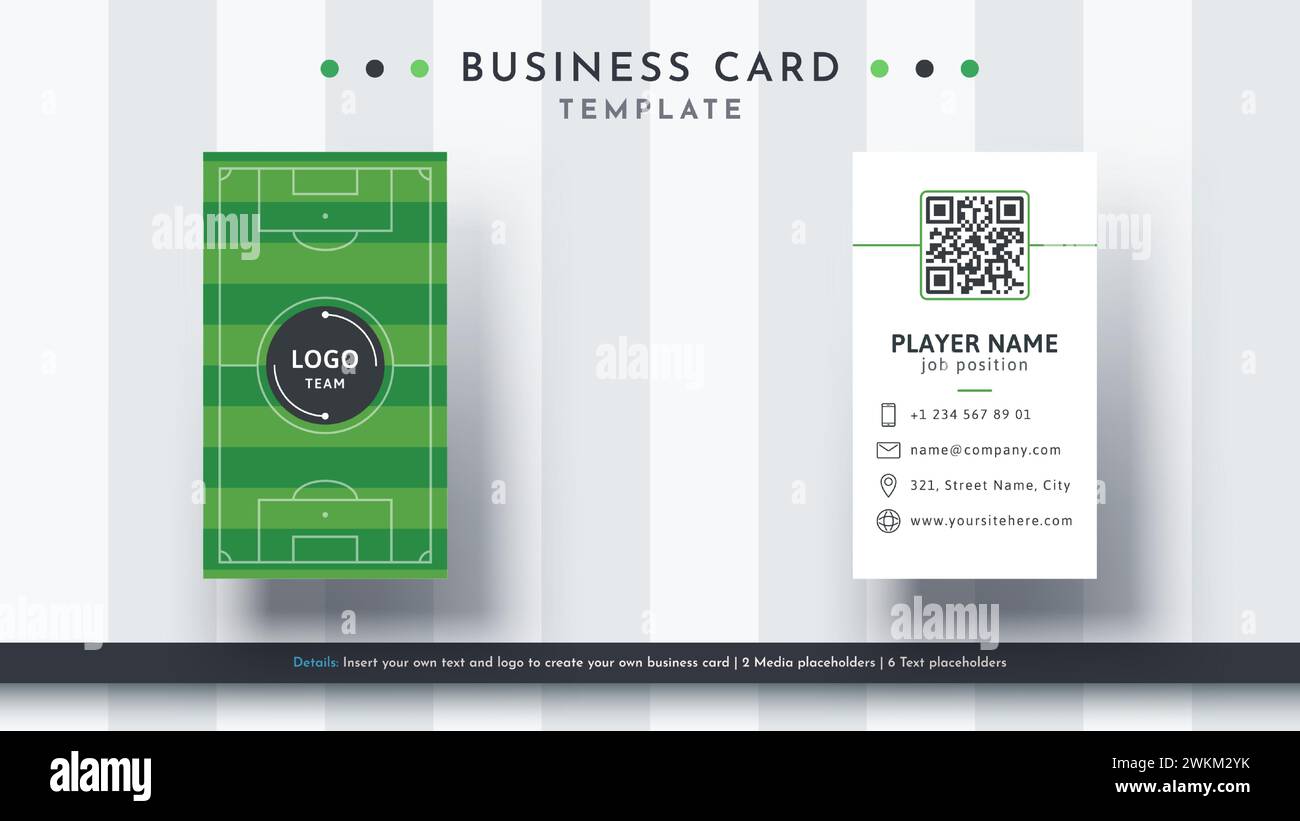 Soccer Business Card Template. Professional Design For Your Company. Visual brand identification Stock Vector