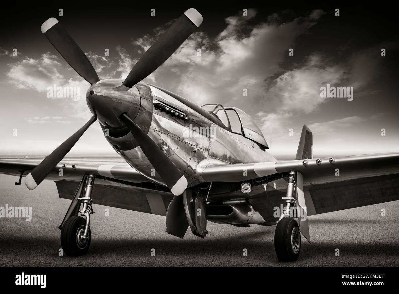 historic fighter plane on an airfield Stock Photo