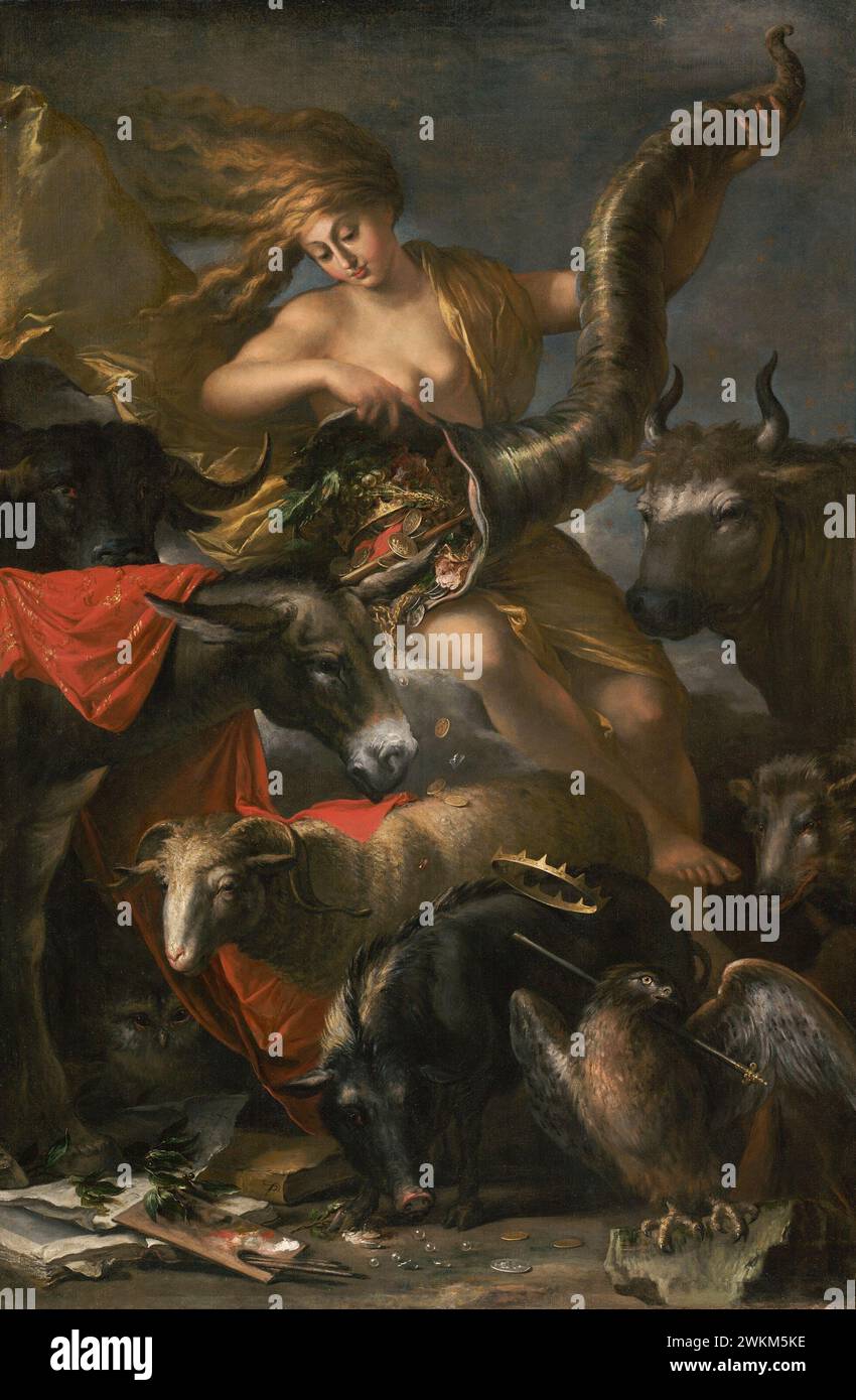 Allegory of Fortune; Salvator Rosa (Italian, 1615 - 1673); about 1658 - 1659; Oil on canvas; 200.7 × 133 cm (79 × 52 3/8 in.); 78.PA.231 Stock Photo