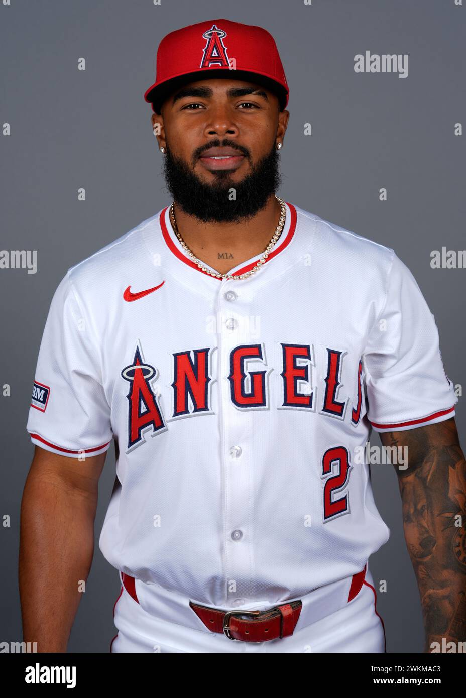 This is a 2024 photo of Luis Rengifo of the Los Angeles Angels baseball