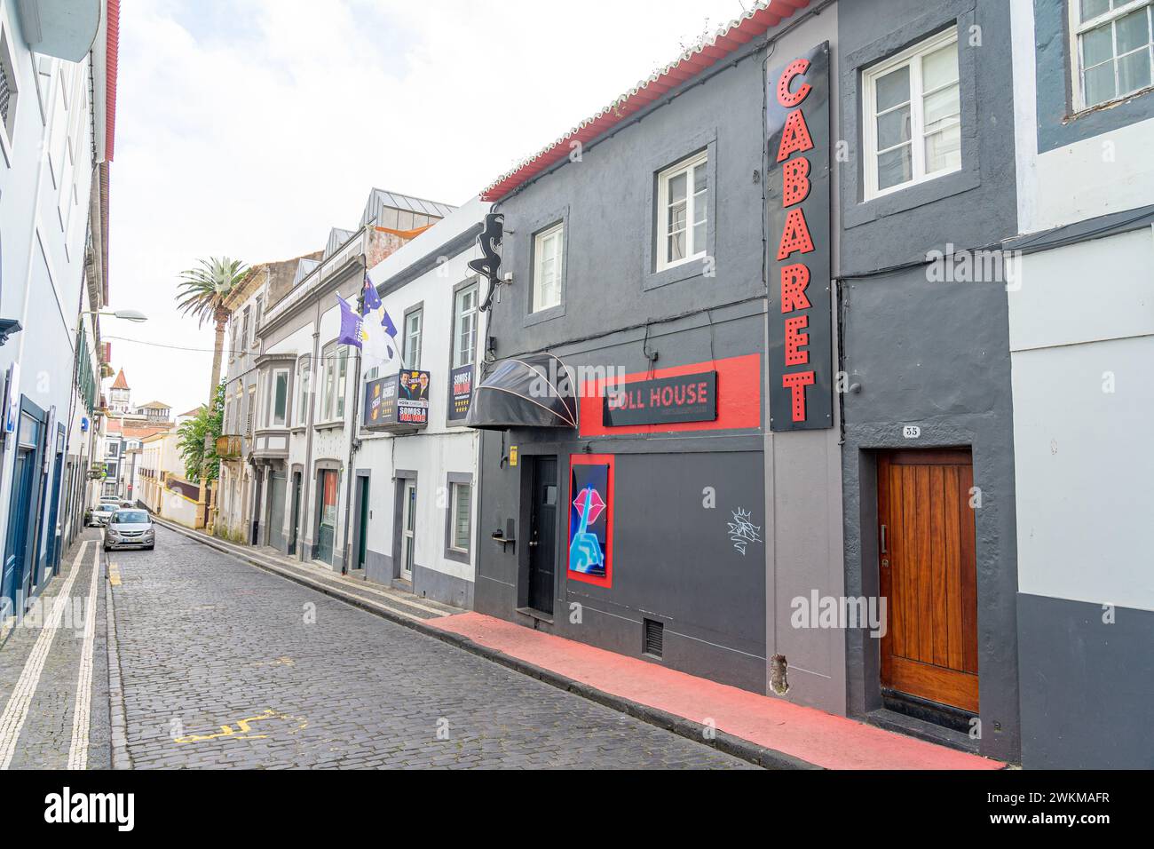 Cabaret doll House on a street in Ponta Delgada-São Miguel-Portugal.3-3-2024 Stock Photo