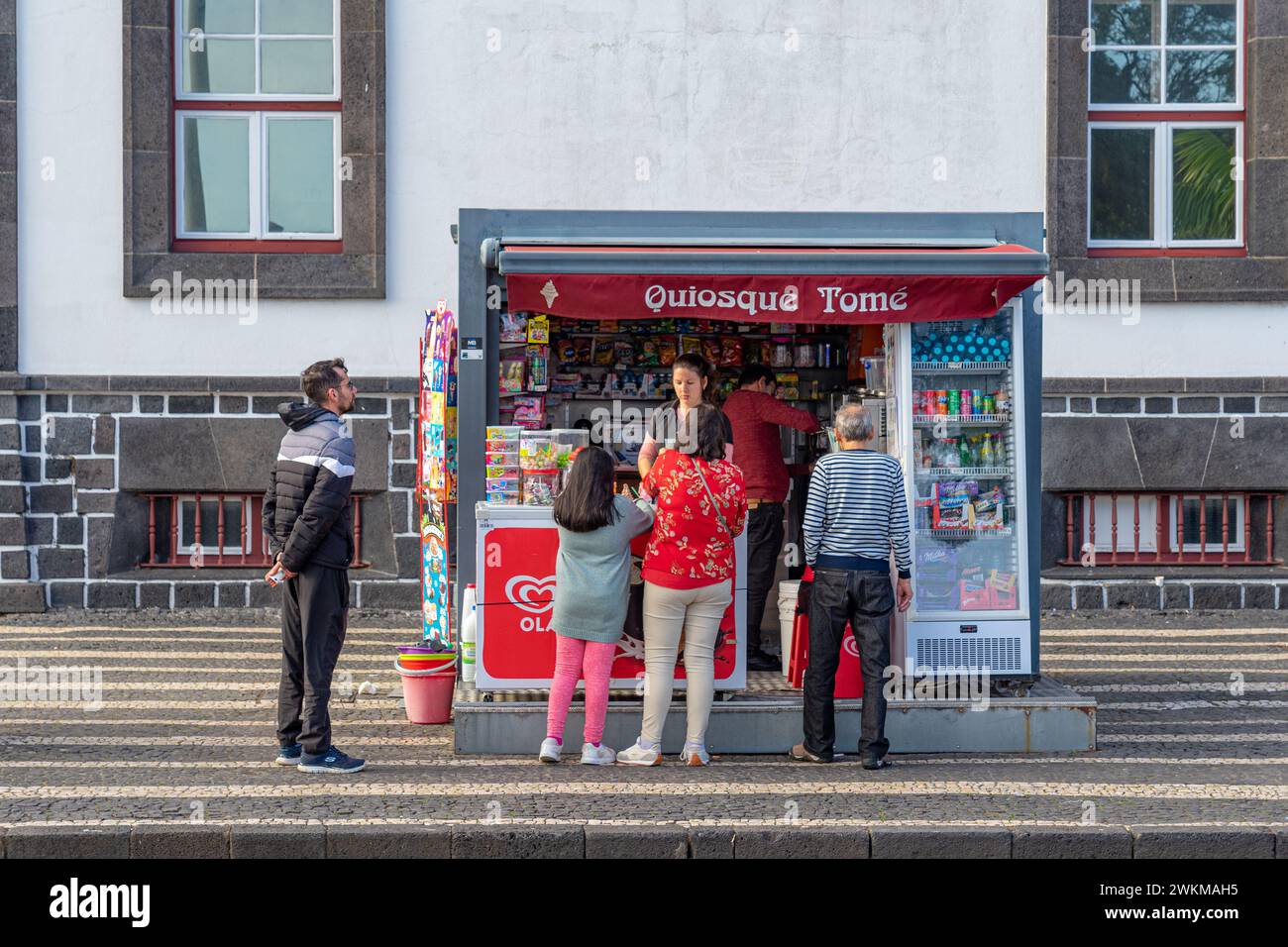 Tomé kiosk with customers, Ponta Deldada- São Miguel-Açores-Portugal.3-3-2024 Stock Photo