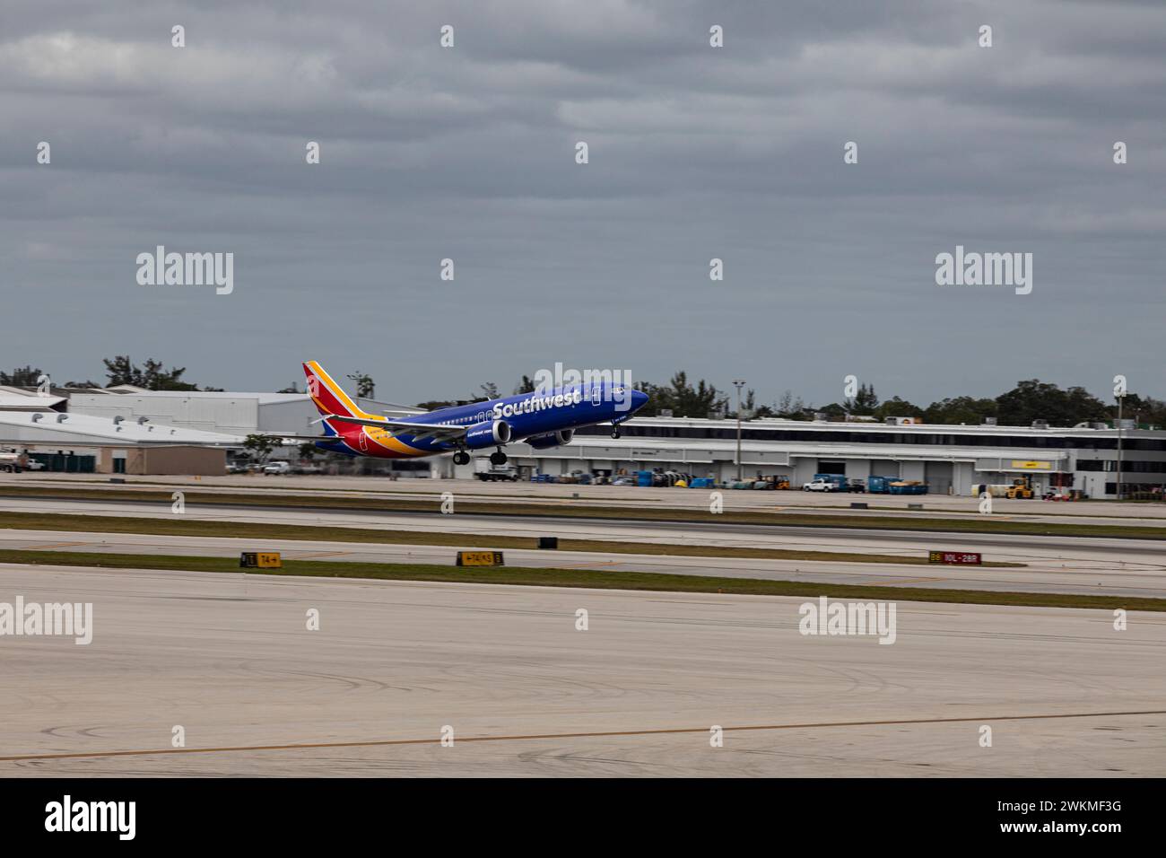 Southwest Airline taking of at Fort Lauderdale airport FL USA Stock