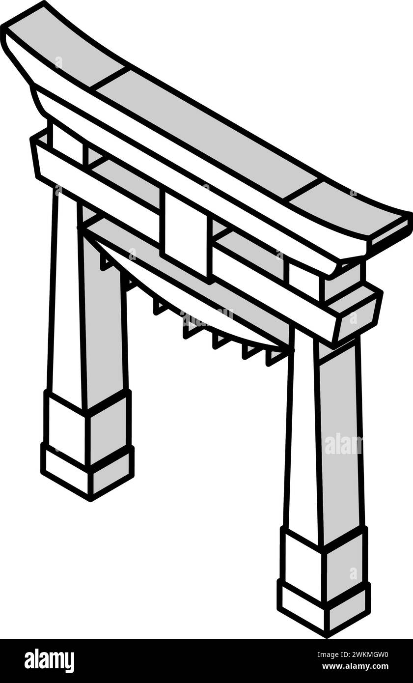 torii gate shintoism isometric icon vector illustration Stock Vector