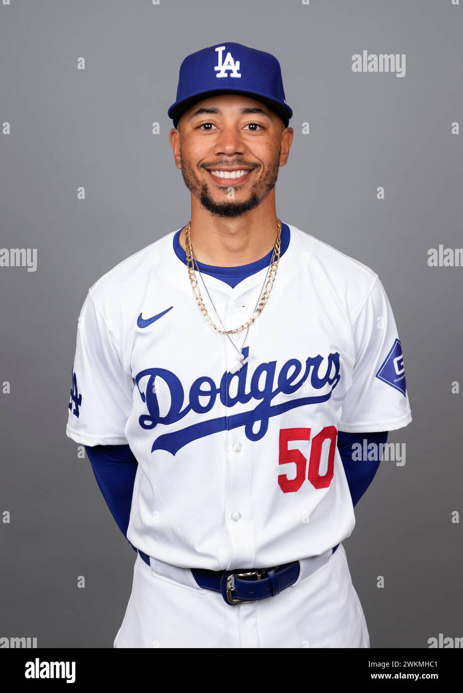 This is a 2025 photo of infielder/outfielder Mookie Betts of the Los