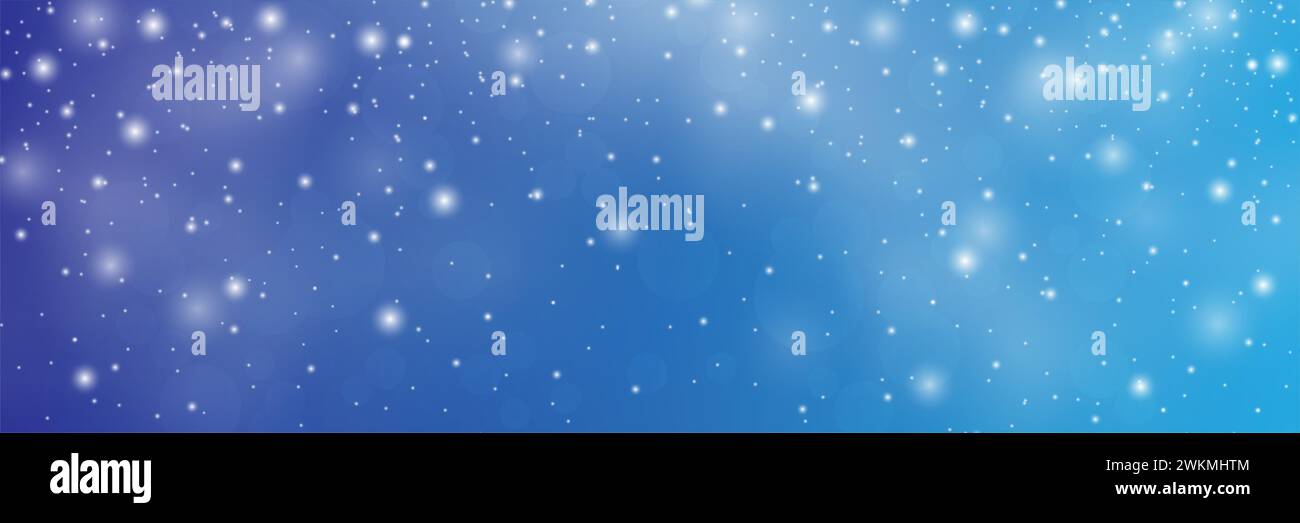 Lovely winter day. Background of many falling snowflakes.  Winter abstract template design. Winter background with snowflakes elements in blue backgro Stock Photo