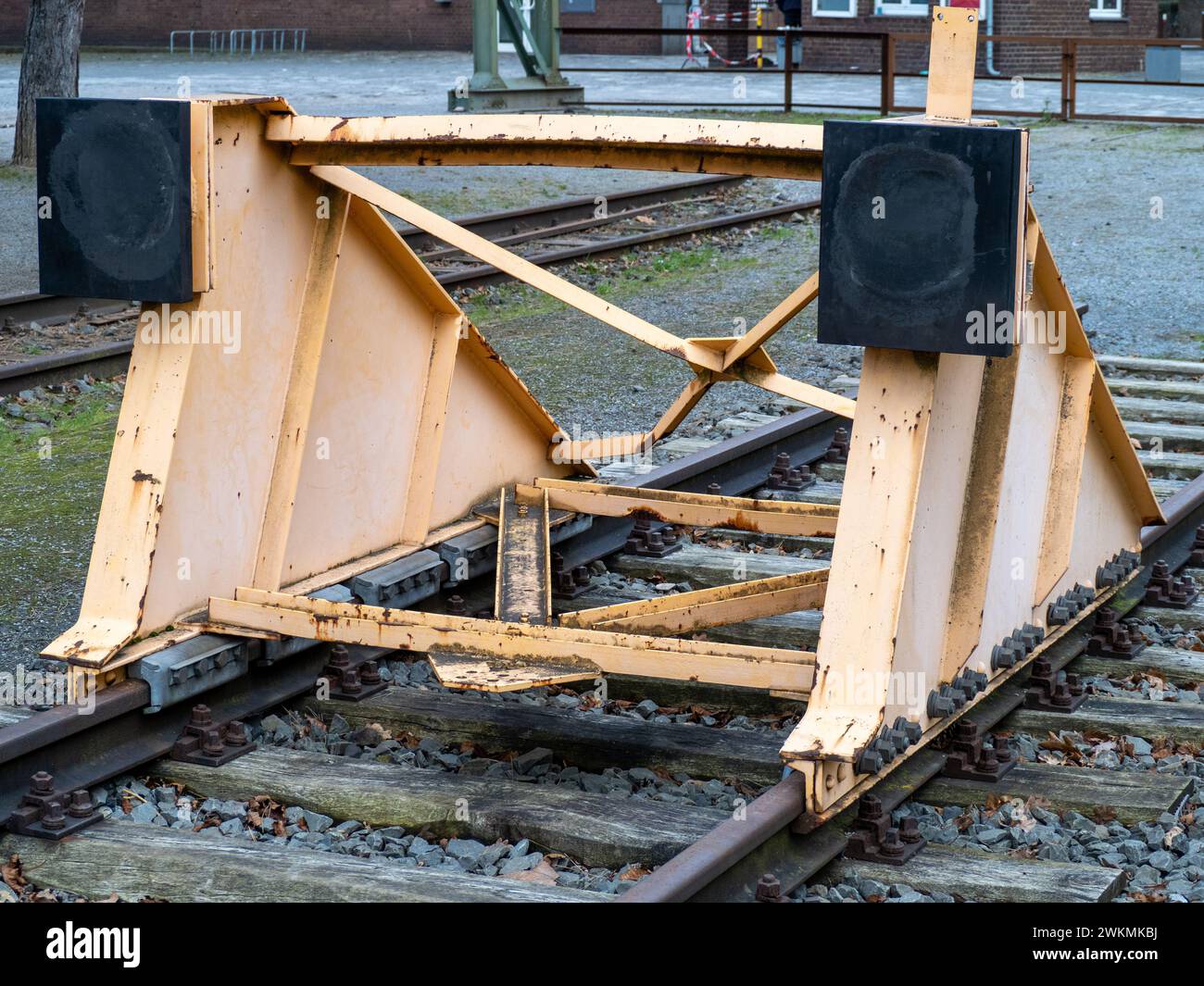 railroad old buffer stop Stock Photo