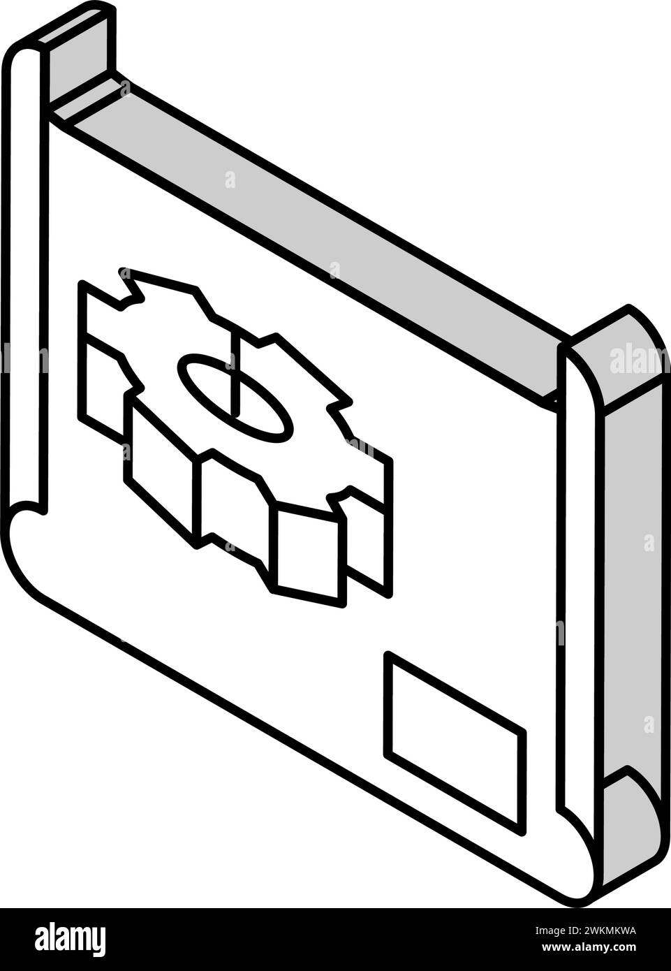 engineering drawing manufacturing engineer isometric icon vector ...