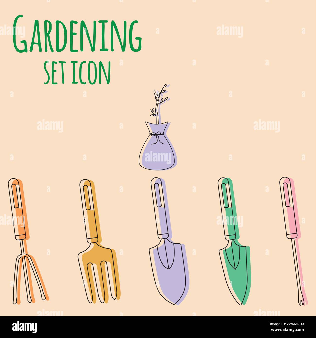 Set of gardening tool icons Vector illustration Stock Vector Image ...