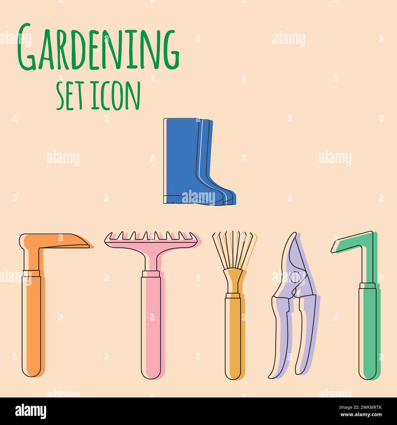 Set of gardening tool icons Vector illustration Stock Vector Image ...