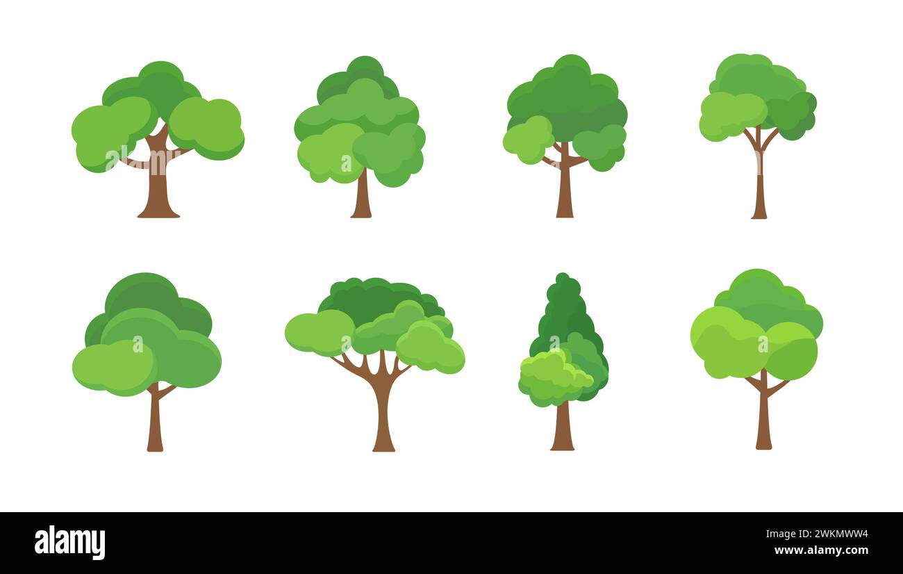 Flat tree icon illustration. Trees forest simple plant silhouette icon ...