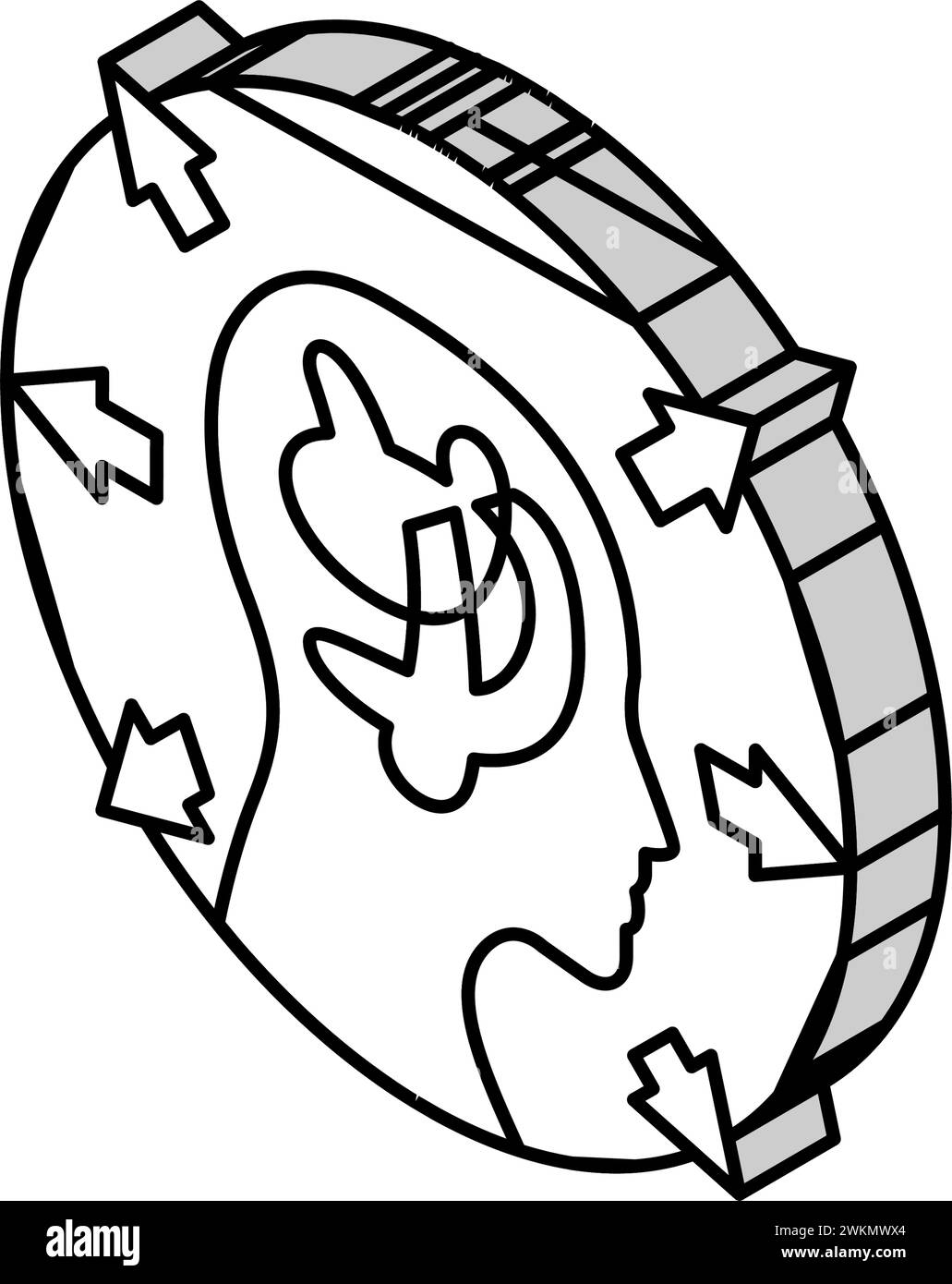 difficulty concentrating disease symptom isometric icon vector