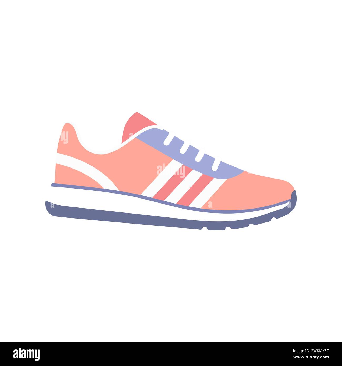 Pink running sneaker, icon symbol, on white isolated background. vector Stock Vector