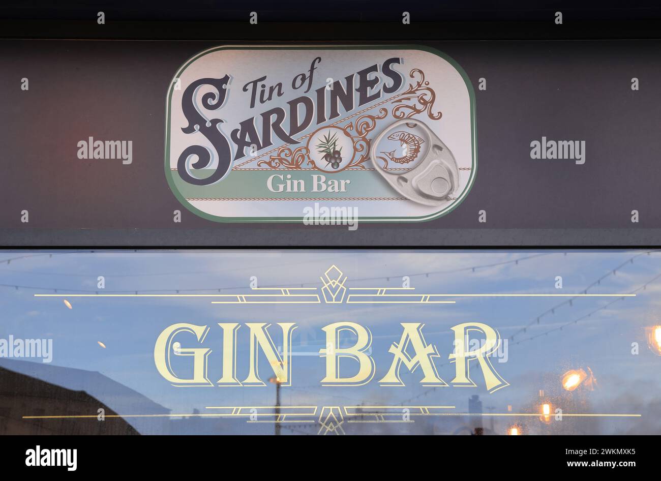 Sign for the Tin of Sardines Sunderland Roker Sea View Gin bar, full