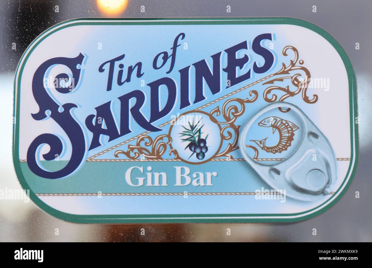 Sign for the Tin of Sardines Sunderland Roker Sea View Gin bar, full
