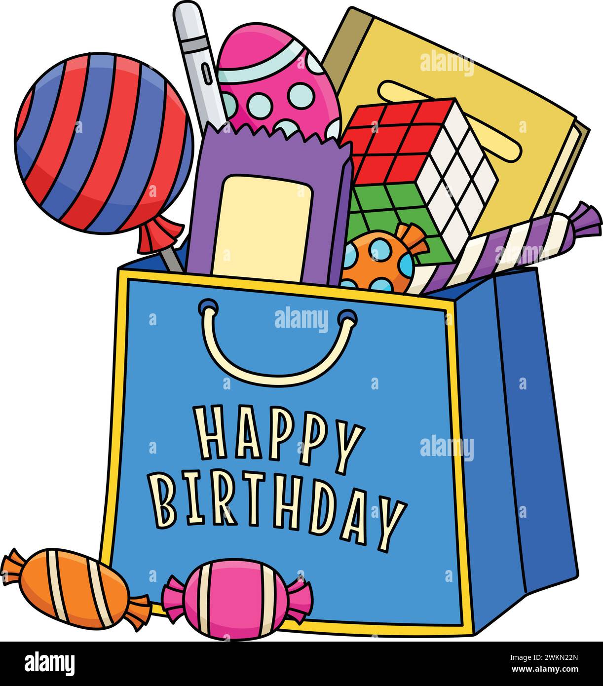 Birthday Loot Bag Cartoon Colored Clipart  Stock Vector