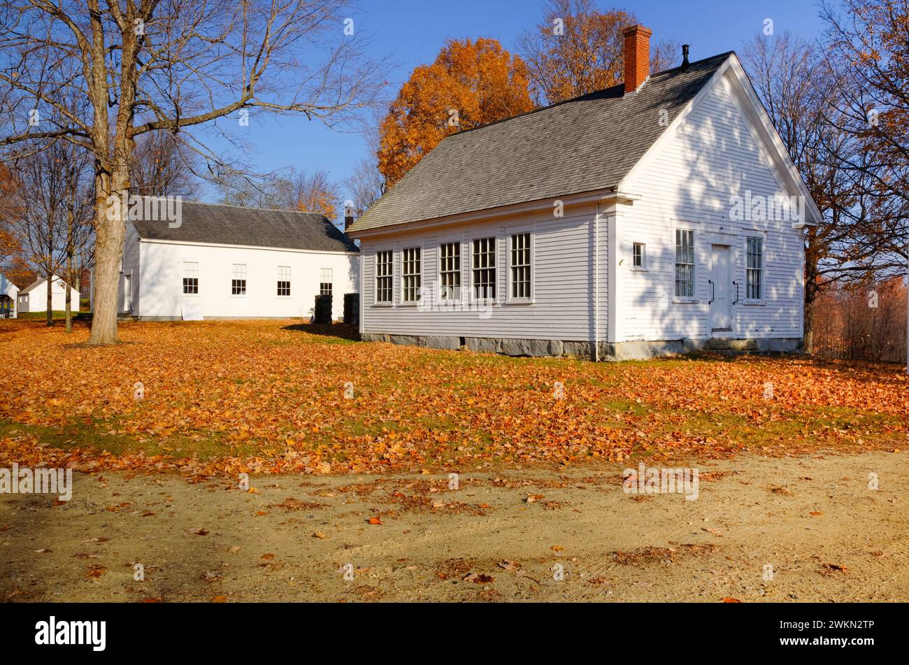 Smith Meetinghouse School in Gilmanton, New Hampshire during the autumn months. This schoolhouse
