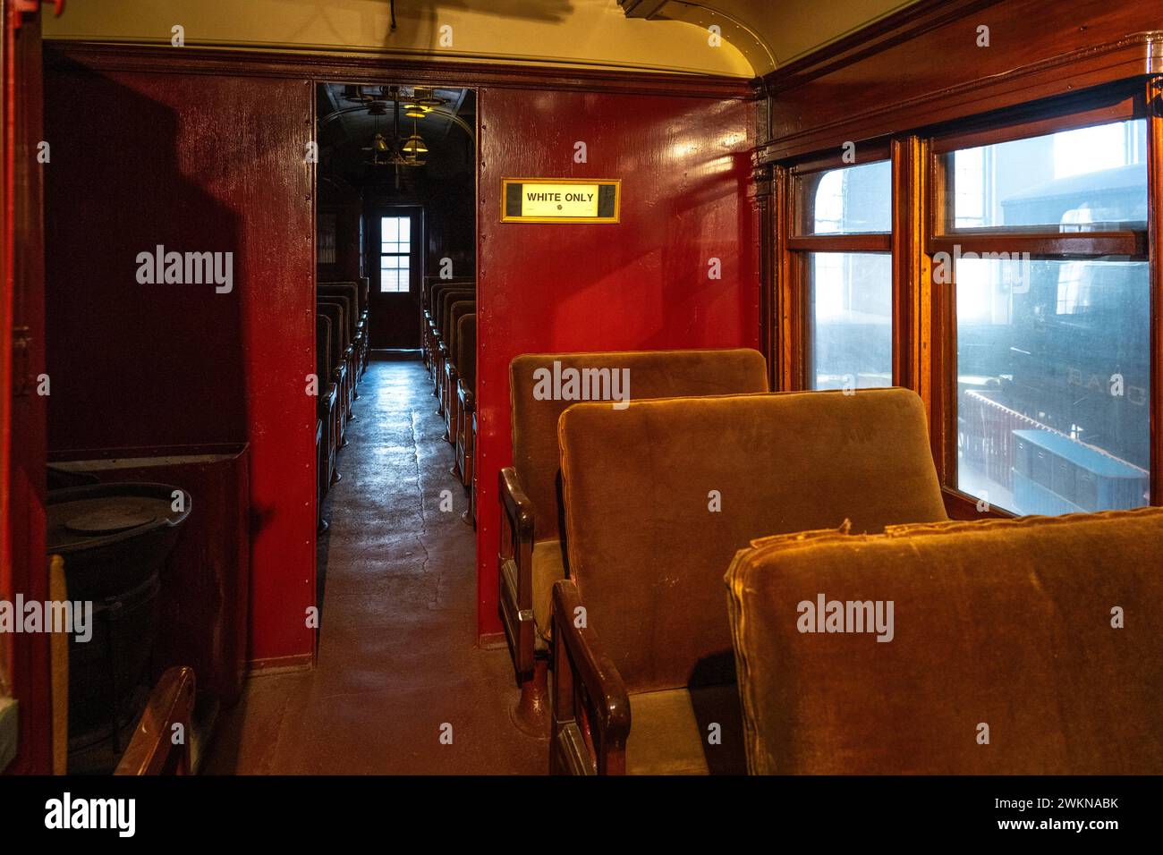 'Whites Only' railway passenger car at the B&O Railroad Museum Stock Photo