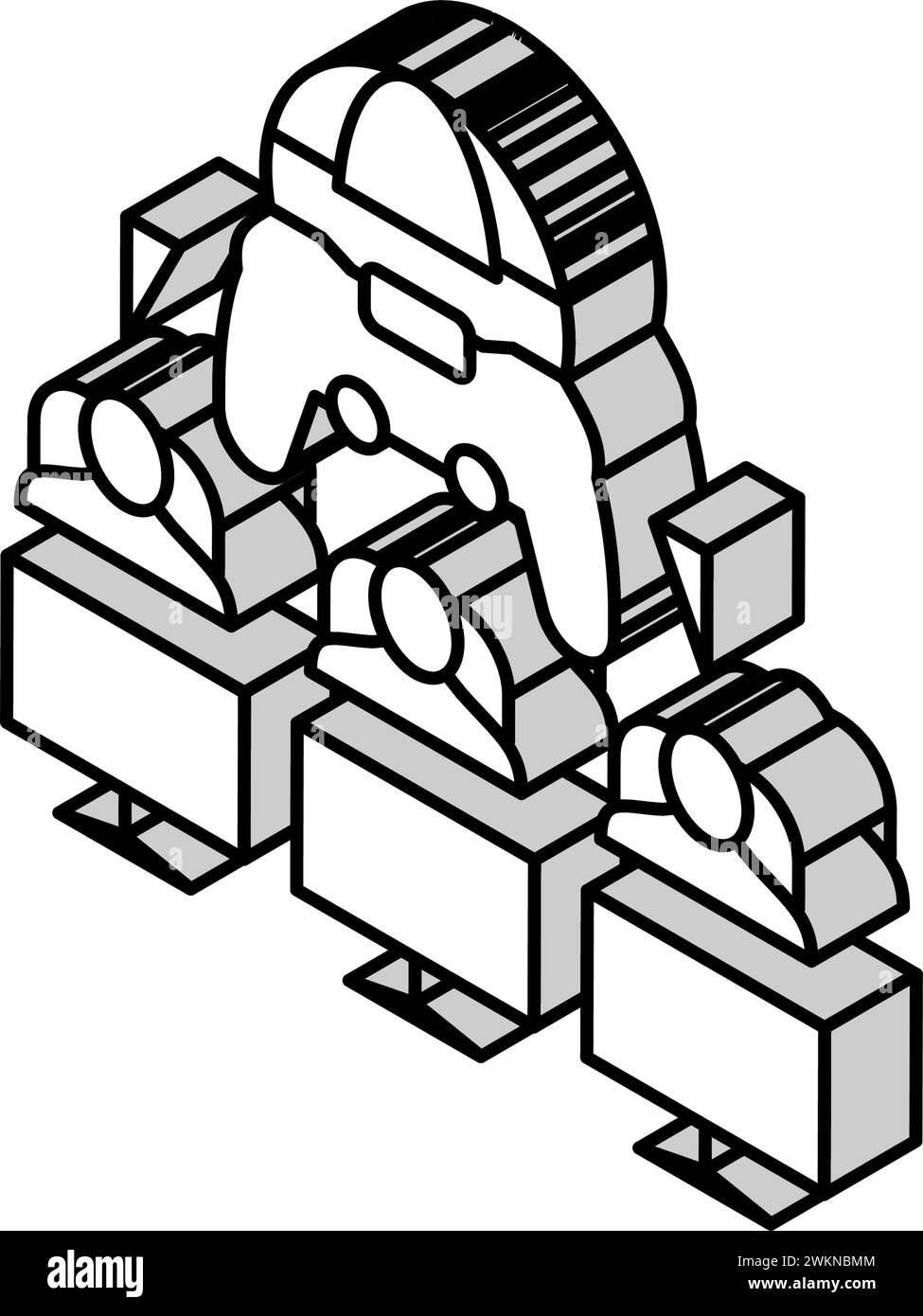 multiplayer games game development isometric icon vector illustration ...