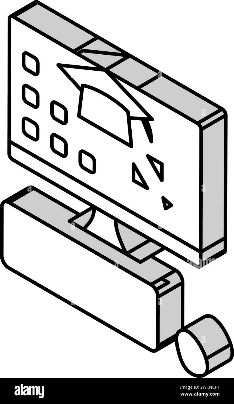 computer skills primary school isometric icon vector illustration Stock Vector
