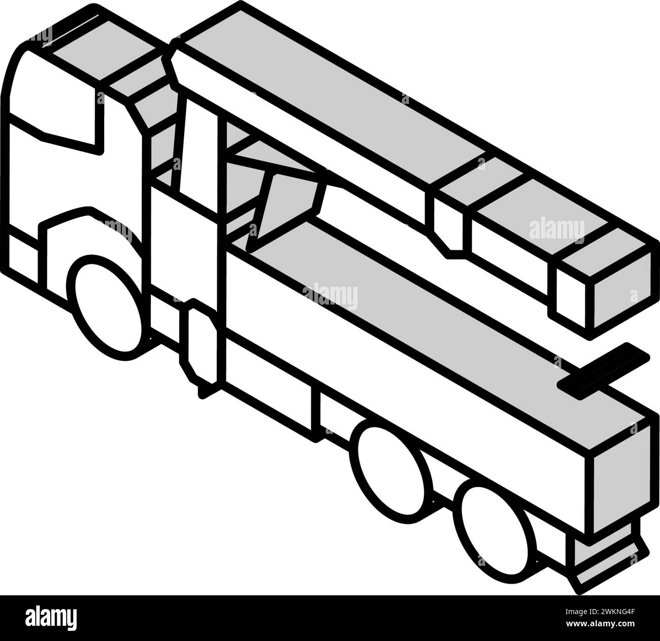 boom truck construction vehicle isometric icon vector illustration Stock Vector