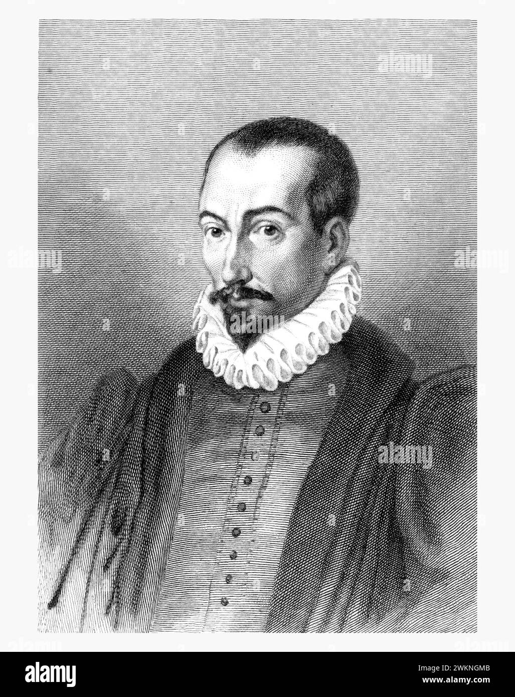 1585 c. , FRANCE : The italian jurist , historian and writer  PIERRE PITHOU ( 1539 - 1596 ). Portrait engraved by Gavard , pubblished in 1839 . - HISTORY - FOTO STORICHE - HISTORIAN - STORICO - SCRITTORE - WRITER - LETTERATURA - LITERATURE - giureconsulto - GIURISTA - LEGGE - LAY - nobili - nobiltà francese - french nobility - FRANCIA - INCISIONE - ENGRAVING - ILLUSTRATION - ILLUSTRAZIONE  - collar - collare - colletto - GORGIERA - pizzo - lace -   beard - barba --- Archivio GBB Stock Photo
