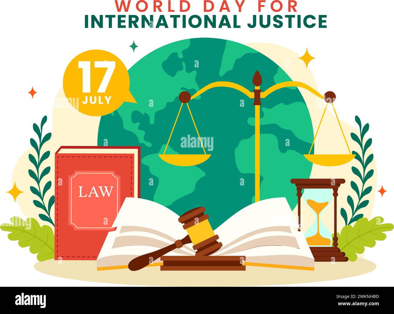 World Day of Social Justice Vector Illustration with Scales or Hammer for a Just Relationship and Injustice Protection in Flat Cartoon Background Stock Vector