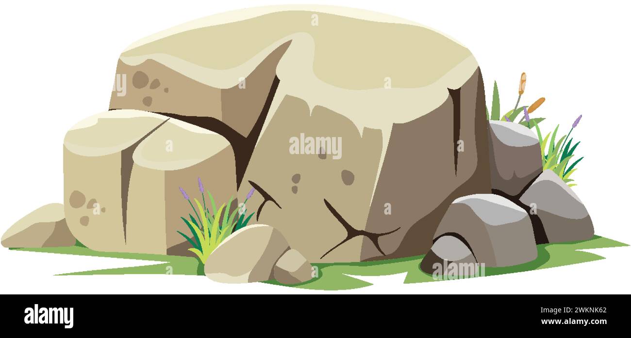 Vector illustration of rocks with small plants Stock Vector Image & Art ...