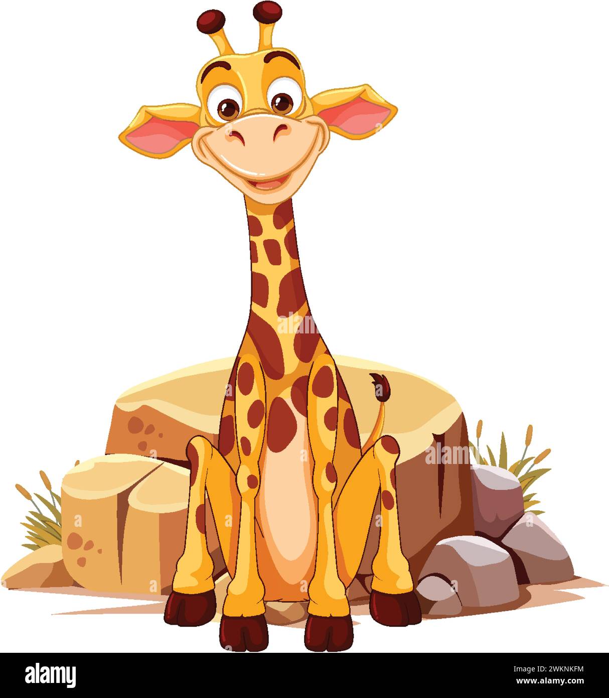 Vector illustration of a happy giraffe standing Stock Vector Image ...